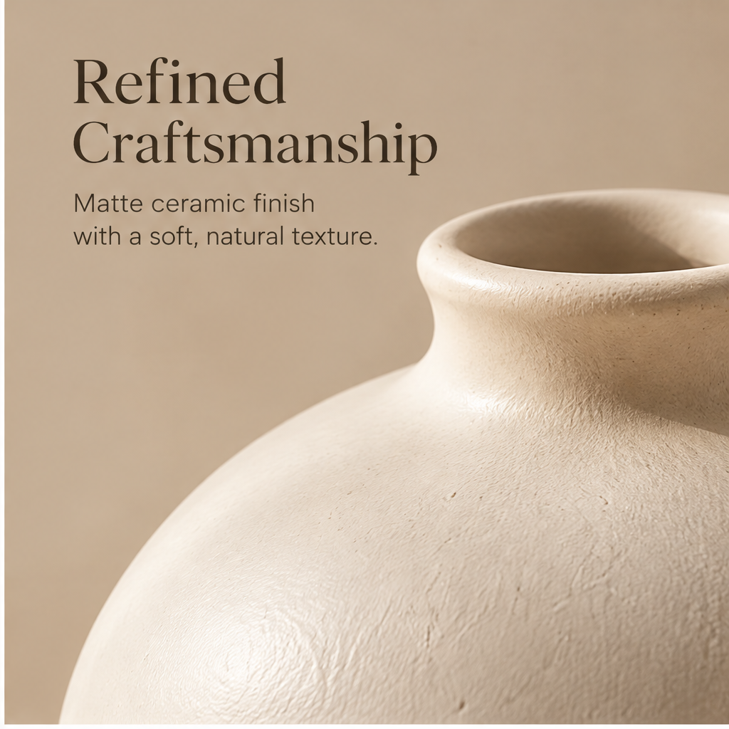 Round vase with dimensions marked as 13 cm high and 14 cm wide.