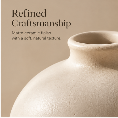 Round vase with dimensions marked as 13 cm high and 14 cm wide.