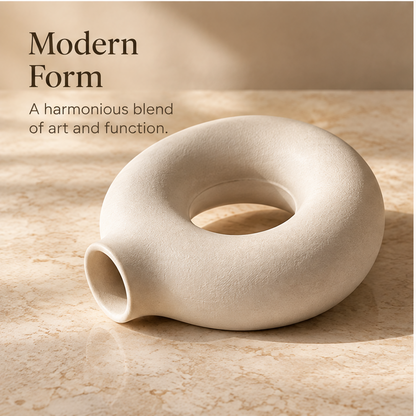 Ivory ring vase with dimensions marked as 20 cm high and 22 cm wide.