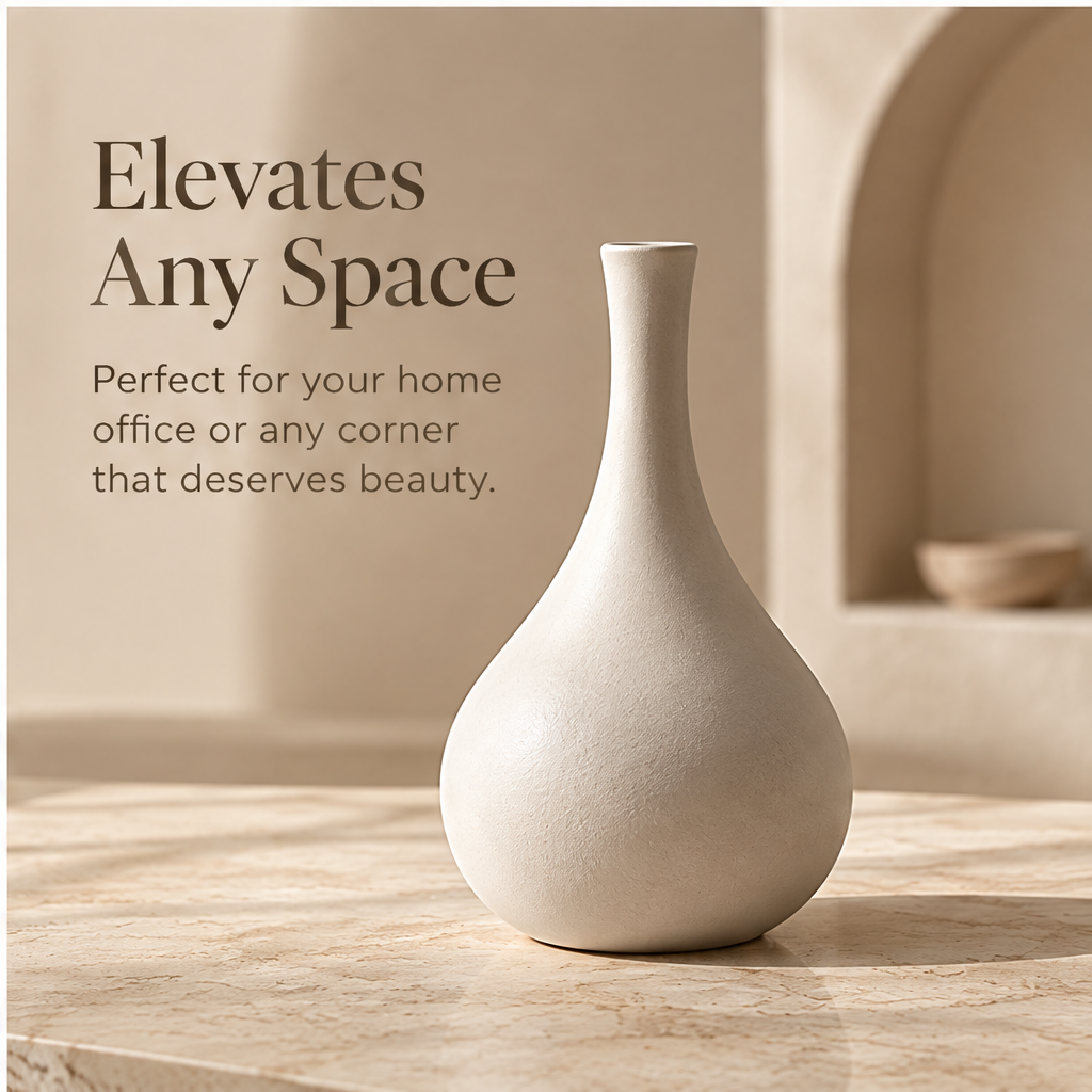 Close-up of the ivory vase neck and opening, showing its matte surface.