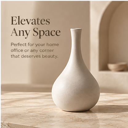 Close-up of the ivory vase neck and opening, showing its matte surface.