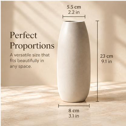 Vase dimensions: 23 cm high, 5.5 cm across the top and 8 cm across the base.