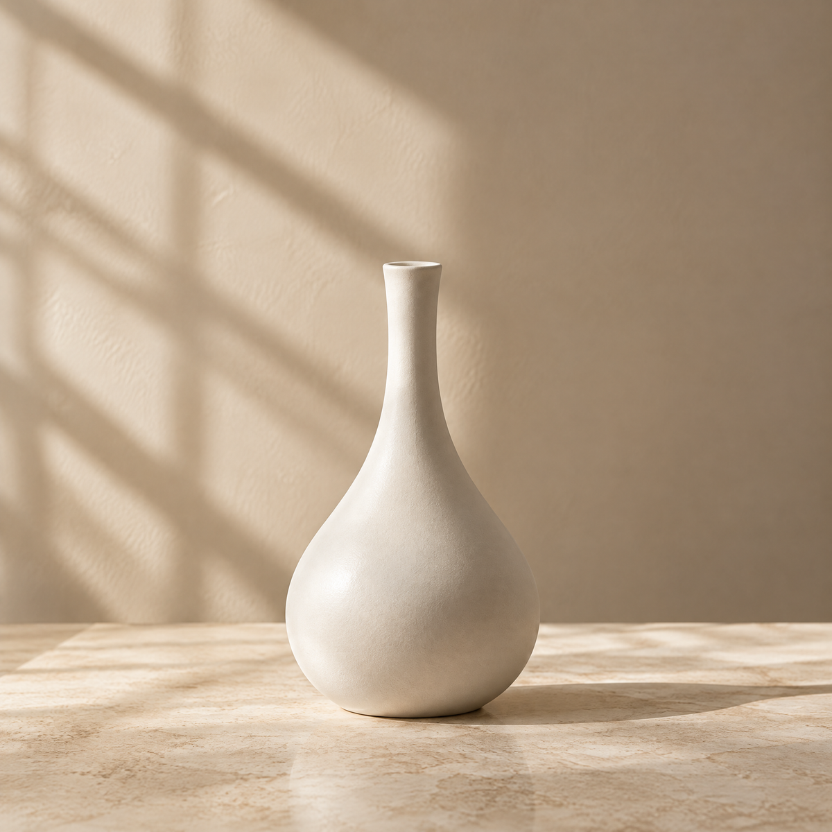 Ivory vase lying on its side, showing its circular base and rounded body.
